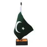 Pakistan Table Flag With Wooden Stand For Executive Office - Image 2