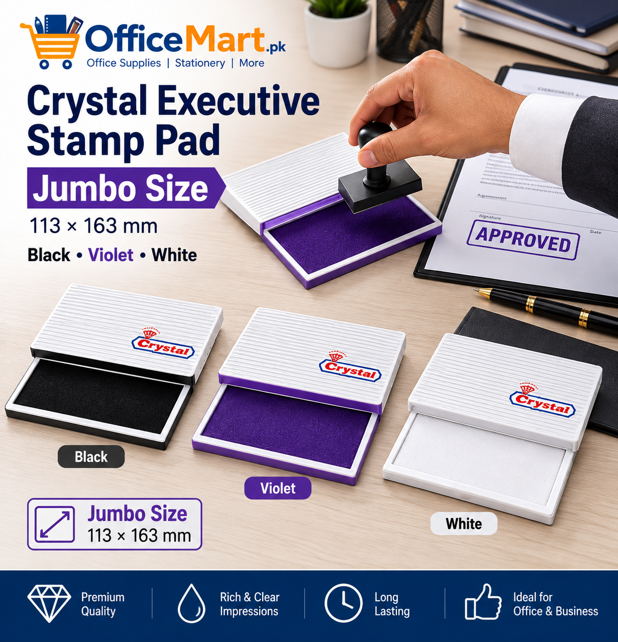 Crystal Executive Stamp Pad Jumbo Size - Image 1