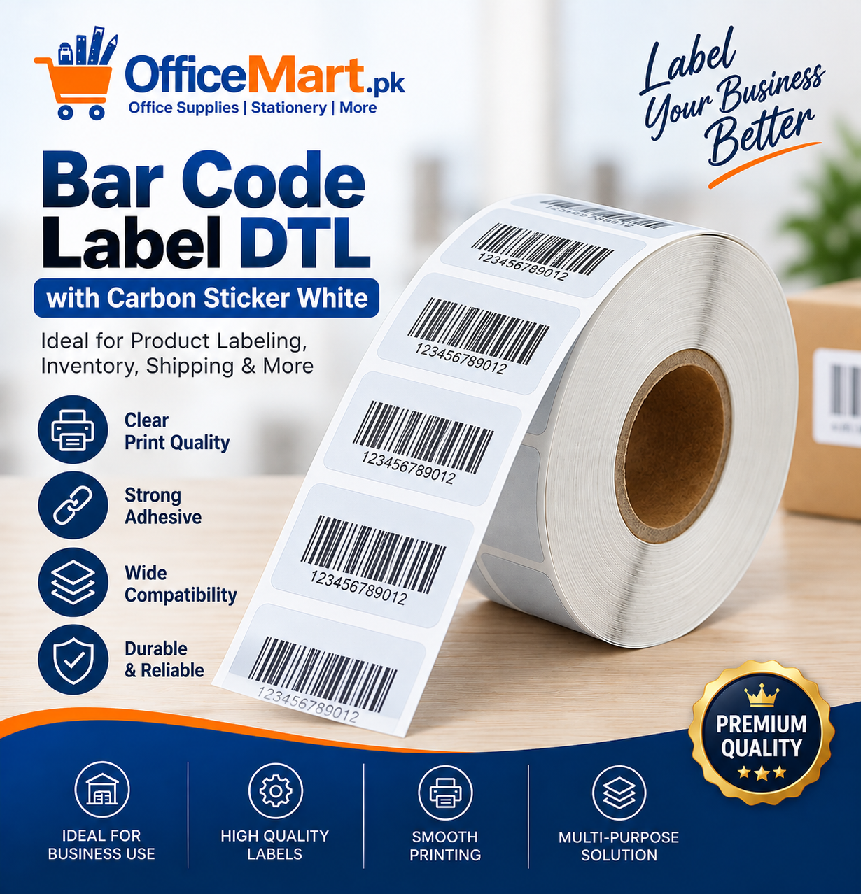 Bar Code Label DTL with Carbon Sticker White - Image 1