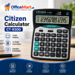 Citizen Calculator CT-9300 | 14-Digit Desktop Calculator | Dual Power (Solar + Battery) | Large Display