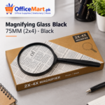 Magnifying Glass Black 75mm (2x & 4x) – Handheld Reading Magnifier