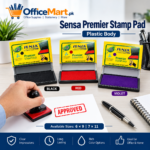 Sensa Premier Stamp Pad Plastic Body – Black, Red & Violet | Sizes 6×9 & 7×11