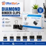Diamond Binder Clips Black Pack of 12