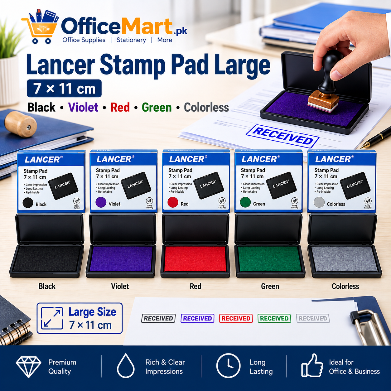 Lancer Stamp Pad Large 7 X 11cm - Image 1