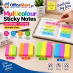 Multicolour Sticky Notes with Cut Design – 3 Strips Multiple Sizes