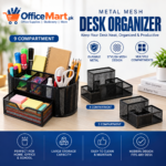 Metal Mesh Desk Organizer Set | 3, 4 & 8 Compartment Pen Holder | Office Desk Organizer | Stationery Storage Rack | Home, School & Office